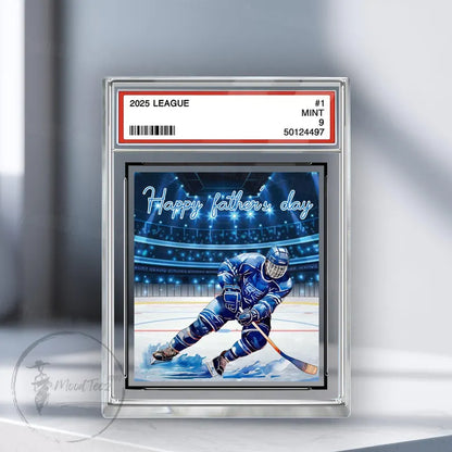 Hockey No. 1 Family Dad Personalized Trading Card Acrylic Block Plaque,Father's Day Gift For Hockey Lover,Hockey Player,Gift For Husband