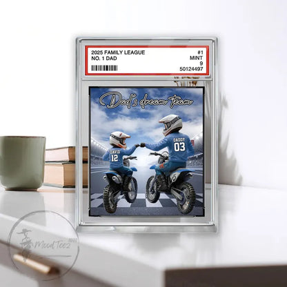 Motocross No.1 Dad Grandpa Man&Kids Trading Card Style Personalized Acrylic Block,Fathers Day Gift for Motocross Dad,Husband,Motorcycle Gift