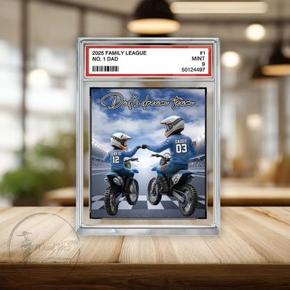 Motocross No.1 Dad Grandpa Man&Kids Trading Card Style Personalized Acrylic Block,Fathers Day Gift for Motocross Dad,Husband,Motorcycle Gift