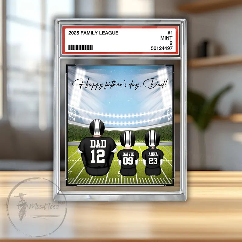 Daddy's Dream Team No. 1 American Football Acrylic 2D Block, Sport Dad Decor, Dad & Kids Plaque, Custom Father's Day Gift from Son Daughter