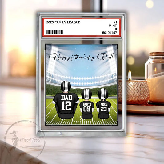 Daddy's Dream Team No. 1 American Football Acrylic 2D Block, Sport Dad Decor, Dad & Kids Plaque, Custom Father's Day Gift from Son Daughter