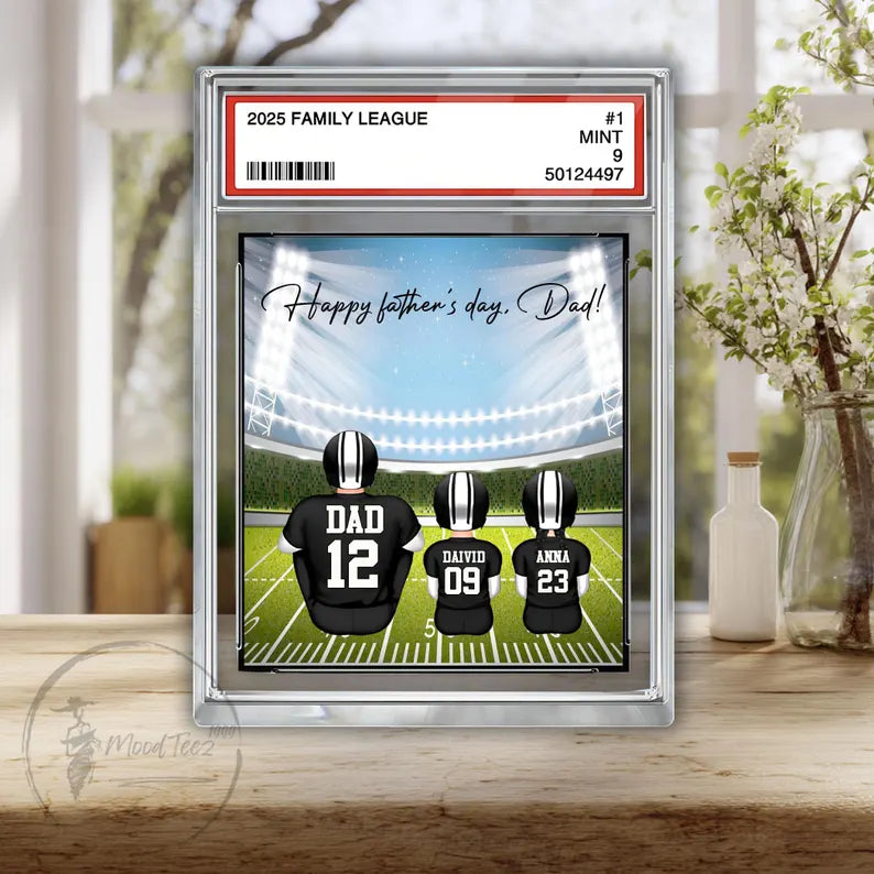 Daddy's Dream Team No. 1 American Football Acrylic 2D Block, Sport Dad Decor, Dad & Kids Plaque, Custom Father's Day Gift from Son Daughter