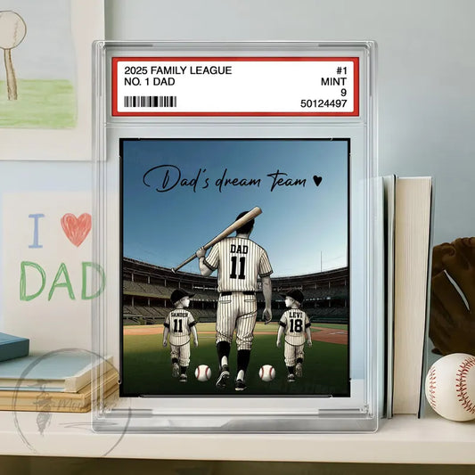 Baseball No. 1 Dad Grandpa Man & Kids Trading Card Style Personalized Acrylic Block Plaque, Father's Day Gift for Baseball Dad, Husband