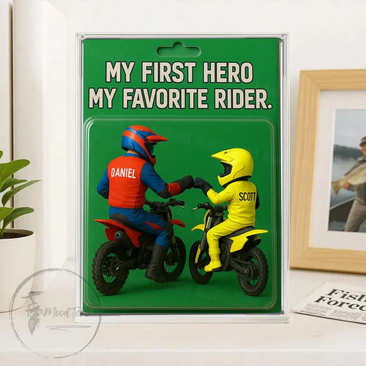 Personalized Dad and Son Motocross, Custom Gift For Dad Action Figure Acrylic Block, Best Dad Gift, Gift For Dad, Motorcycle Gift