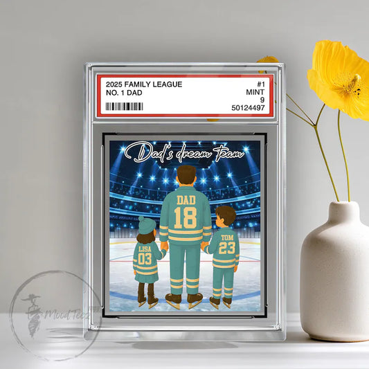 Hockey No. 1 Dad Personalized Trading Card Acrylic Block Plaque, Custom Father's Day Gift from Kid, Sport Dad Keepsake, Dad & KidS Decor