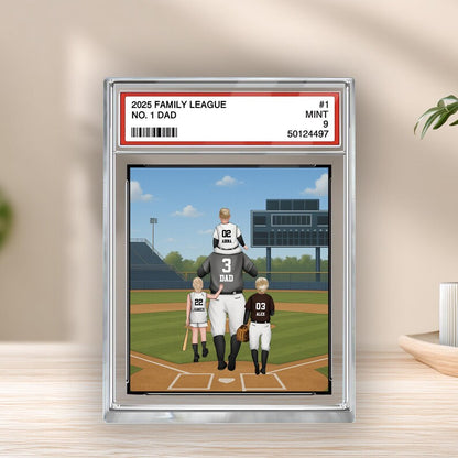 Personalized Baseball Trading Card Acrylic Block, Father’s Day Gift for Dad Grandpa Husband, Custom No. 1 Baseball Plaque for Coach & Kids