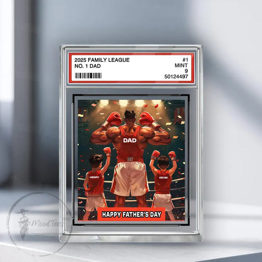 Boxing No. 1 Dad Personalized Trading Card Acrylic Block Plaque, Custom Father's Day Gift from Kid, Sport Dad Keepsake, Dad & KidS Decor