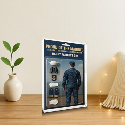 Personalized Marine Dad Acrylic Block – Father’s Day Gift for Military Hero | Custom Keepsake Honoring Discipline, Duty & Proud Service