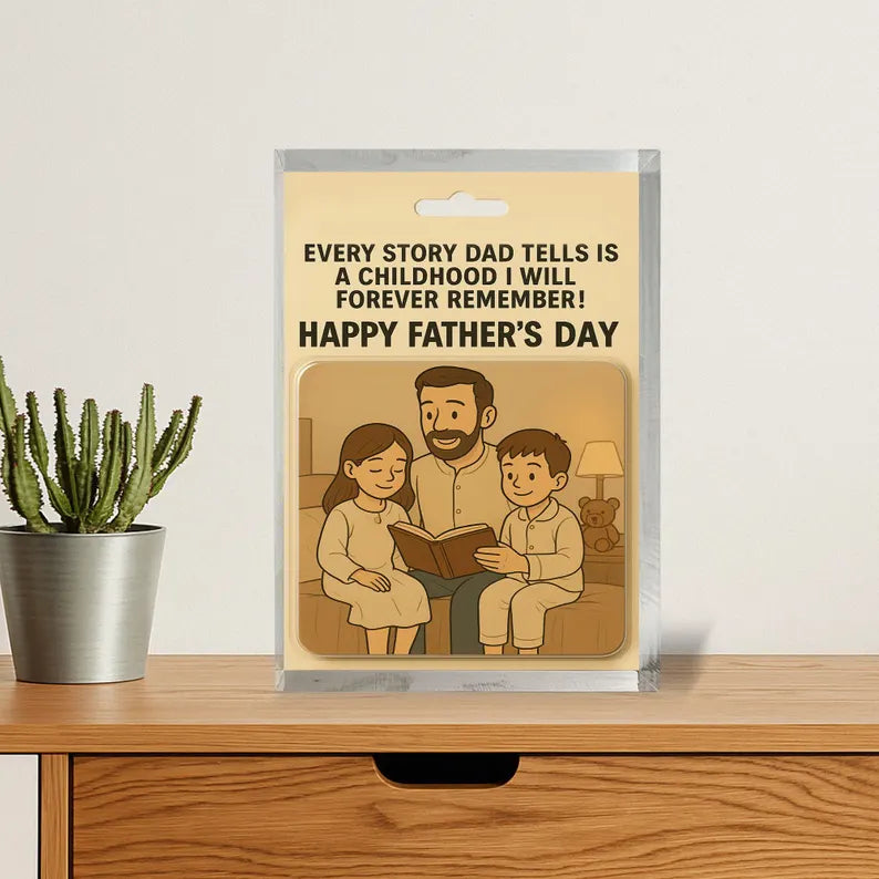 Personalized Father’s Day Gift – Dad Storytime Acrylic Block – Heartwarming Custom Keepsake from Kids – Unique Gift for Dad or Husband