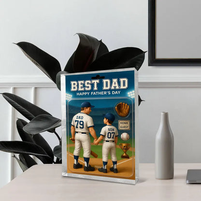 Personalized Father’s Day Gift – Best Baseball Dad Acrylic Block – Custom Sports Keepsake for Dad from Son – Unique Gift for Husband