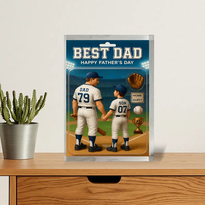 Personalized Father’s Day Gift – Best Baseball Dad Acrylic Block – Custom Sports Keepsake for Dad from Son – Unique Gift for Husband