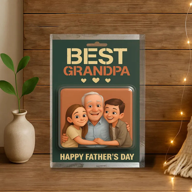 Personalized Father’s Day Gift for Grandpa – Best Grandpa Acrylic Block – Custom Keepsake from Grandkids – Unique Gift for Grandfather