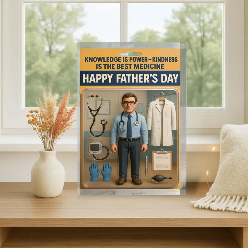 Personalized Father’s Day Gift – Doctor Dad Acrylic Block – Custom Medical Keepsake for Physician Father – Unique Gift from Kids or Wife