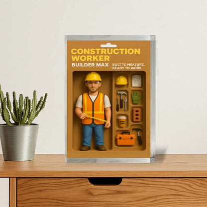 Personalized Construction Worker Action Figure with Realistic Tools and Accessories, Built to Measure, Ready to Work,Perfect Gift for Father
