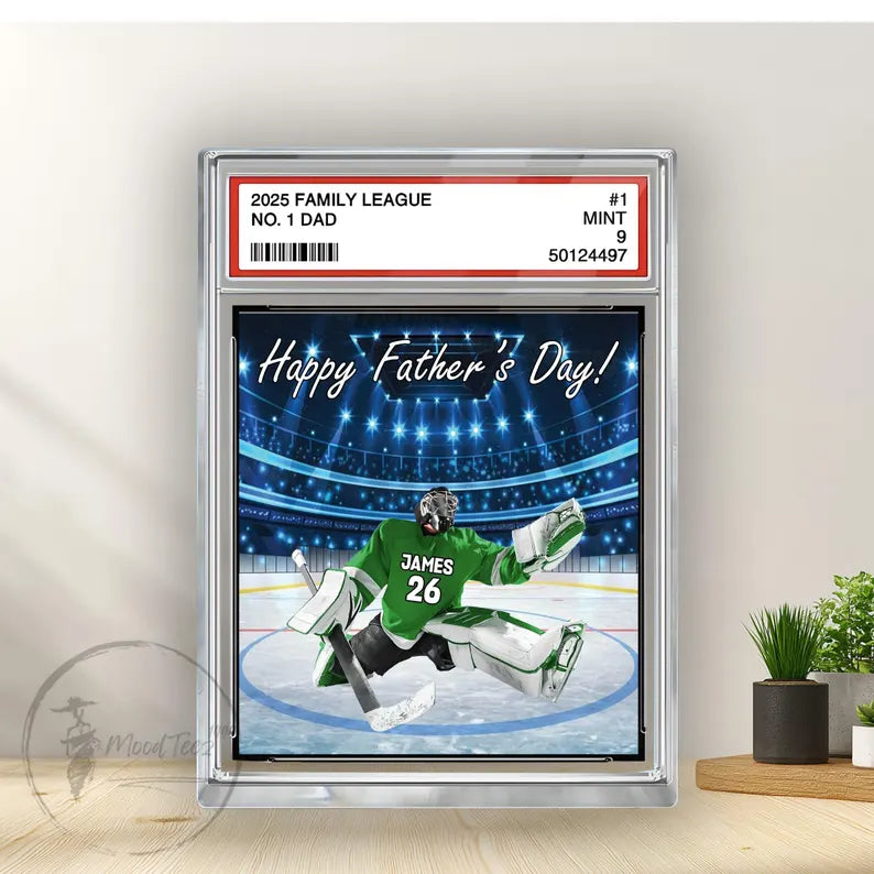 Hockey No. 1 Family Dad Personalized Trading Card Acrylic Block Plaque,Father's Day Gift For Hockey Lover,Hockey Player,Gift For Husband