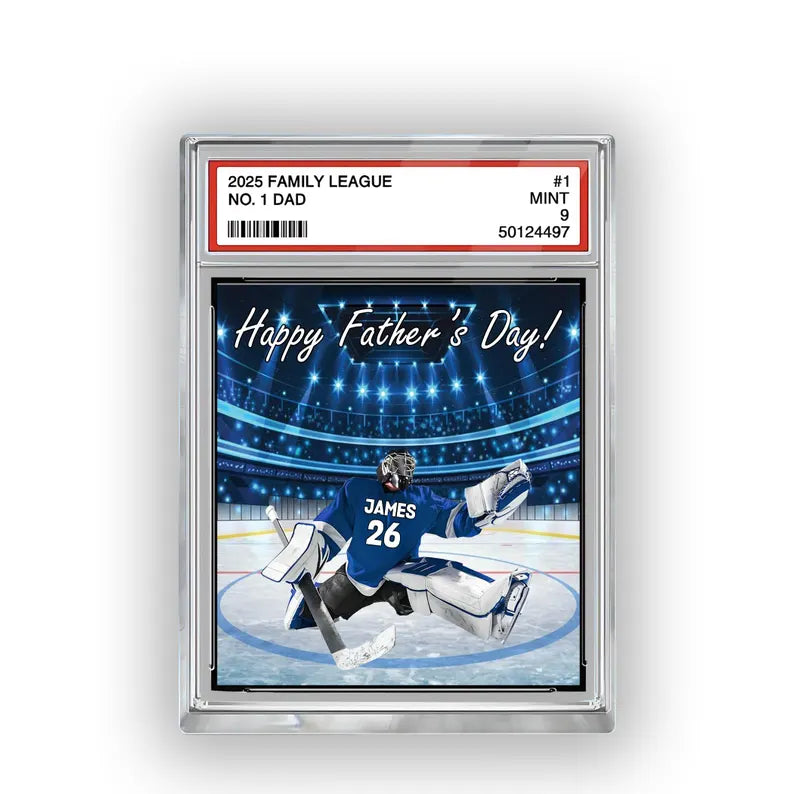 Hockey No. 1 Family Dad Personalized Trading Card Acrylic Block Plaque,Father's Day Gift For Hockey Lover,Hockey Player,Gift For Husband