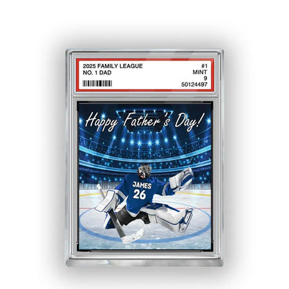 Hockey No. 1 Family Dad Personalized Trading Card Acrylic Block Plaque,Father's Day Gift For Hockey Lover,Hockey Player,Gift For Husband