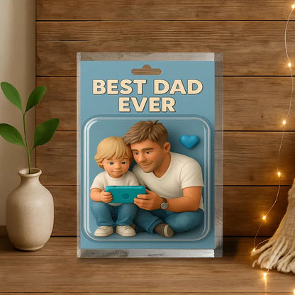 Personalized Acrylic Block Gift for Dad – Best Dad Ever with Father & Child Art – Unique Father’s Day or Birthday Present for Him