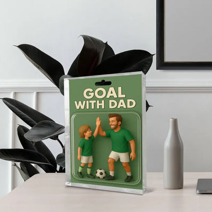 Personalized Soccer Gift for Dad – Acrylic Block with Father & Child Football Scene – Father's Day or Birthday Gift for Sports Dad