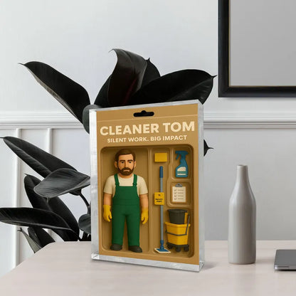 Personalized Cleaner Gift – Custom Acrylic Block Honoring Janitors & Custodians – Appreciation Gift for Facility Staff or Workplace Heroes