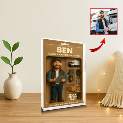 Personalized Truck Driver Gift – Custom Acrylic Block Featuring Driver & Gear – Appreciation Gift for Reliable Delivery, Logistics Workers