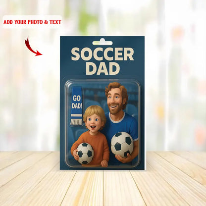 Personalized Soccer Dad Acrylic Block – Custom Stadium Scene with Kid Holding Ball – Unique Father’s Day Gift, Add Your Photo & Text