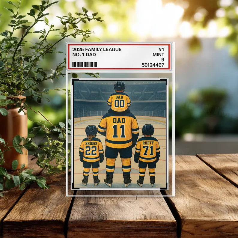 Hockey No. 1 Dad Personalized Trading Card Acrylic Block Plaque,, Hockey Player, Gift For Hockey Husband, Father's Day Gift For Hockey Lover 11