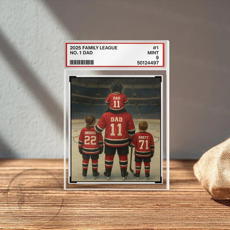 Hockey No. 1 Dad Personalized Trading Card Acrylic Block Plaque,, Hockey Player, Gift For Hockey Husband, Father's Day Gift For Hockey Lover 10
