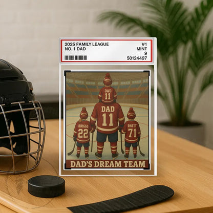 Hockey No. 1 Dad Personalized Trading Card Acrylic Block Plaque, Gift For Hockey Husband, Father's Day Gift For Hockey Lover, Hockey Player