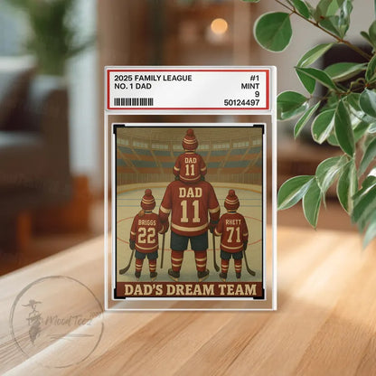 Hockey No. 1 Dad Personalized Trading Card Acrylic Block Plaque, Gift For Hockey Husband, Father's Day Gift For Hockey Lover, Hockey Player