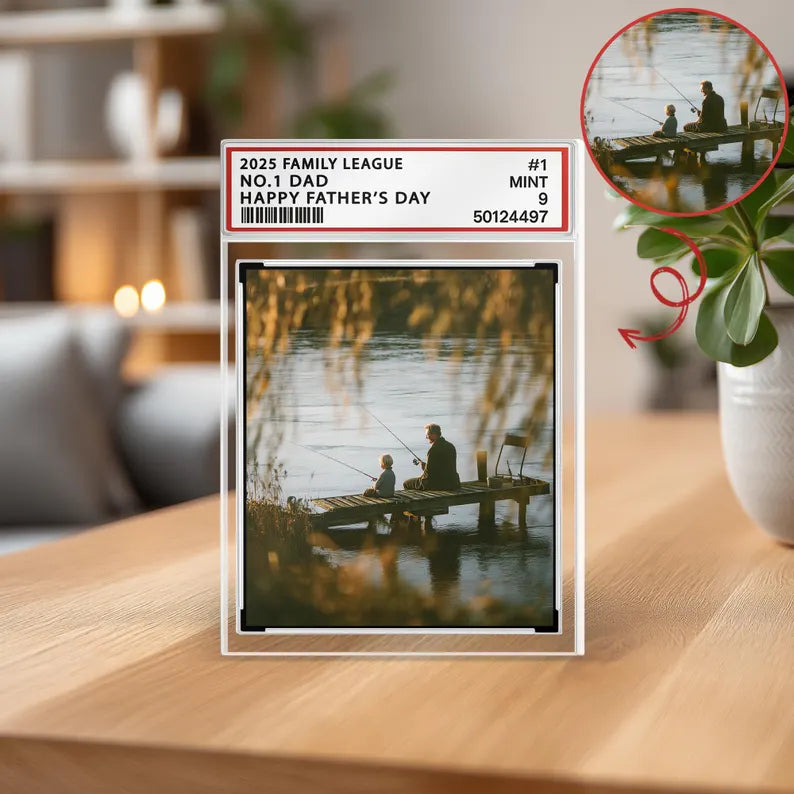 No.1 Dad Custom Fathers Day Gift For Dad, Photo Grandpa And Kids Action Figure Acrylic Block, Best Grandpa Ever Block Plaque,Gift For Daddy