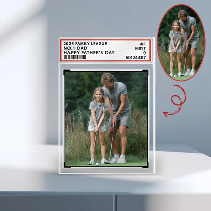 Custom Family League No. 1 Dad, Personalized Trading Card Acrylic Block Plaque, Custom Father's Day Gift For Dad Husband, Sport Dad Keepsake