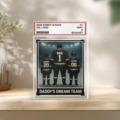 Daddy’s Dream Team Hockey Acrylic Block, Custom Gift for Dad with Kids’ Names - Personalized Father’s Day Sports Keepsake 2025, Gift For Dad