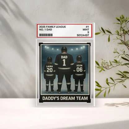 Daddy’s Dream Team Hockey Acrylic Block, Custom Gift for Dad with Kids’ Names - Personalized Father’s Day Sports Keepsake 2025, Gift For Dad