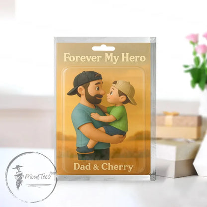 Personalized Photo Dad And Kids Action Figure Acrylic Block, Best Dad Ever Block Plaque, Custom Father's Day Gift For Dad, Gift For Husband