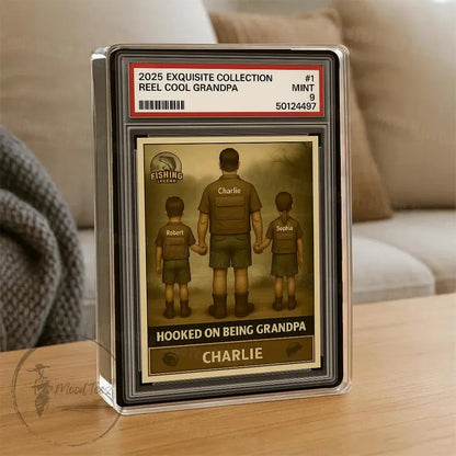 Hooked the Best Dad Fishing Custom Figure, Custom Acrylic Block Plaque For Dad, Father's Day Gifts, Grandpa Fishing Gifts, Gift For Grandpa