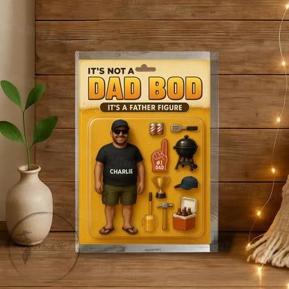 Dad Bod Father's Day Gift – Funny Personalized Acrylic Block for Dad with BBQ, Beer & Custom Name, Unique Gift for Father Figure 06