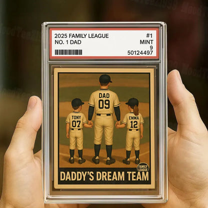 Baseball Dad Gift, Baseball No. 1 Dad Grandpa Man & Kids Trading Card Style, Personalized Acrylic Block Plaque, Custom Figure Acrylic Block