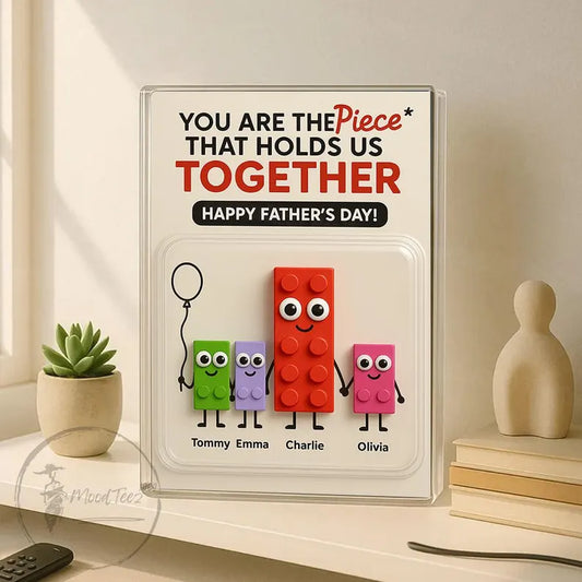 Dad And Kids Puzzle Personalized Toy Box Acrylic Block, Father's Day gift for Dad, Gift for Dad, Personalized Father's Day Gift for Husband