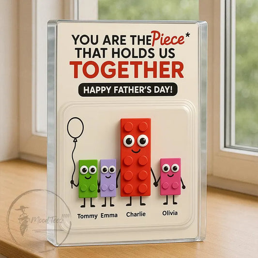 Dad And Kids Puzzle Personalized Toy Box Acrylic Block, Father's Day gift for Dad, Gift for Dad, Personalized Father's Day Gift for Husband