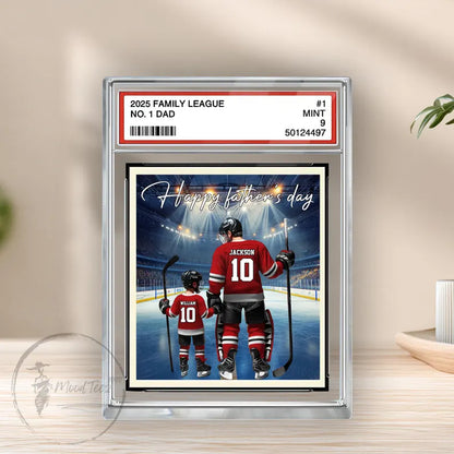Hockey No. 1 Dad Personalized Trading Card Acrylic Block Plaque, Father's Day Gift For Hockey Lover, Hockey Player, Gift For Hockey Husband
