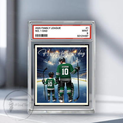 Hockey No. 1 Dad Personalized Trading Card Acrylic Block Plaque, Father's Day Gift For Hockey Lover, Hockey Player, Gift For Hockey Husband