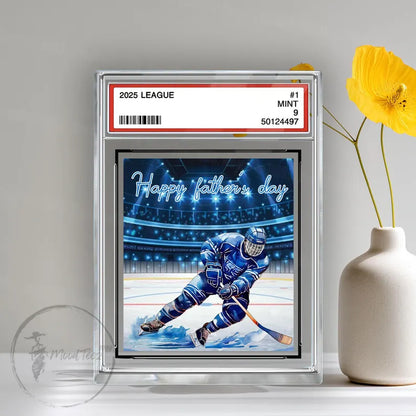 Hockey No. 1 Family Dad Personalized Trading Card Acrylic Block Plaque,Father's Day Gift For Hockey Lover,Hockey Player,Gift For Husband