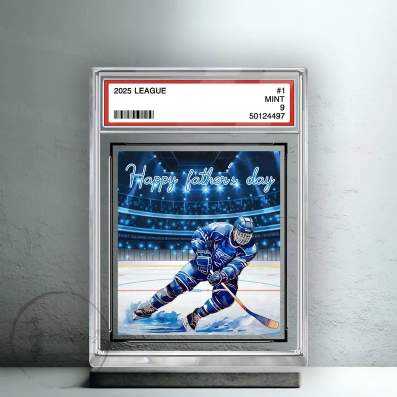 Hockey No. 1 Family Dad Personalized Trading Card Acrylic Block Plaque,Father's Day Gift For Hockey Lover,Hockey Player,Gift For Husband
