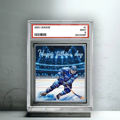 Hockey No. 1 Family Dad Personalized Trading Card Acrylic Block Plaque,Father's Day Gift For Hockey Lover,Hockey Player,Gift For Husband