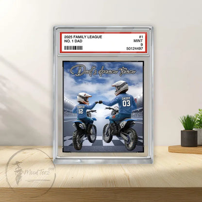 Motocross No.1 Dad Grandpa Man&Kids Trading Card Style Personalized Acrylic Block,Fathers Day Gift for Motocross Dad,Husband,Motorcycle Gift