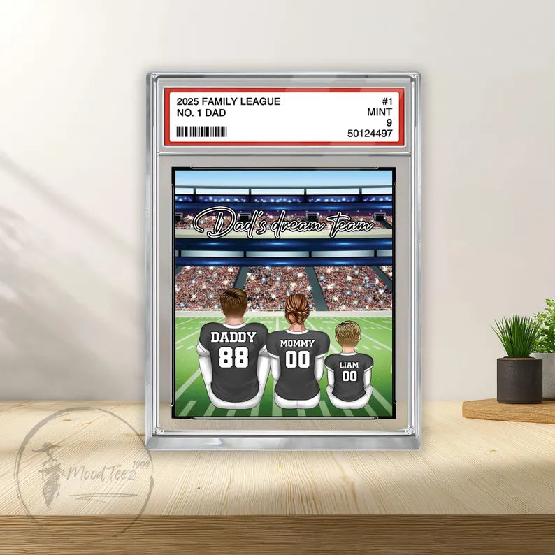 Daddy's Dream Team No. 1 American Football Acrylic 2D Block, Sport Dad Decor, Dad & Kids Plaque, Custom Father's Day Gift from Son Daughter