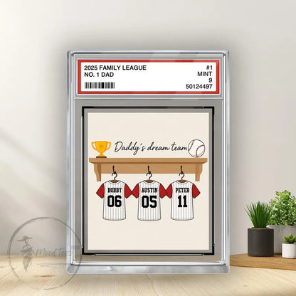 Baseball No. 1 Dad Grandpa Man & Kids Trading Card Style Personalized Acrylic Block Plaque, Father's Day Gift for Baseball Dad, Husband