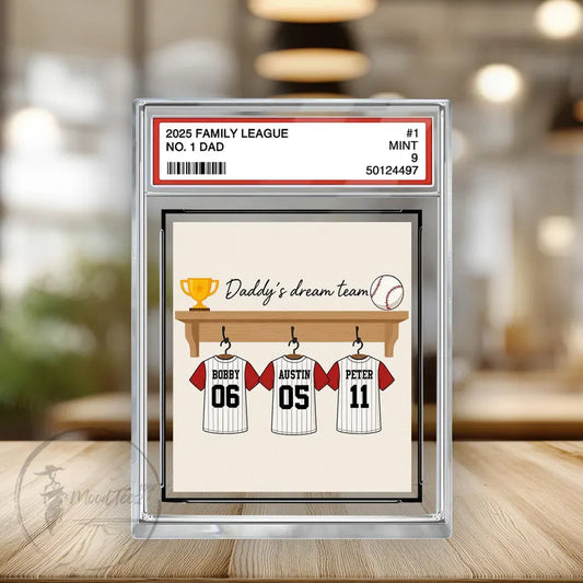 Baseball No. 1 Dad Grandpa Man & Kids Trading Card Style Personalized Acrylic Block Plaque, Father's Day Gift for Baseball Dad, Husband