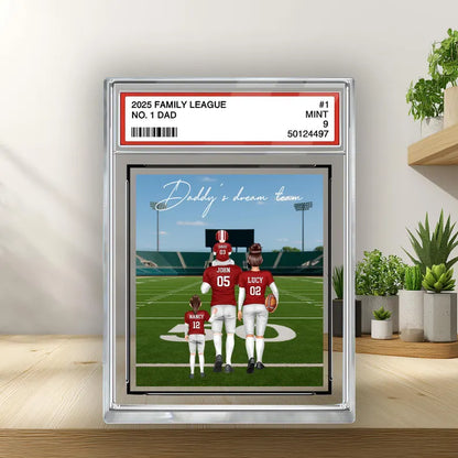Father's Day Gift, Football No. 1 Dad Man & Family Trading Card 2D, Personalized Acrylic Block Plaque, Father's Day Gift for Football Dad